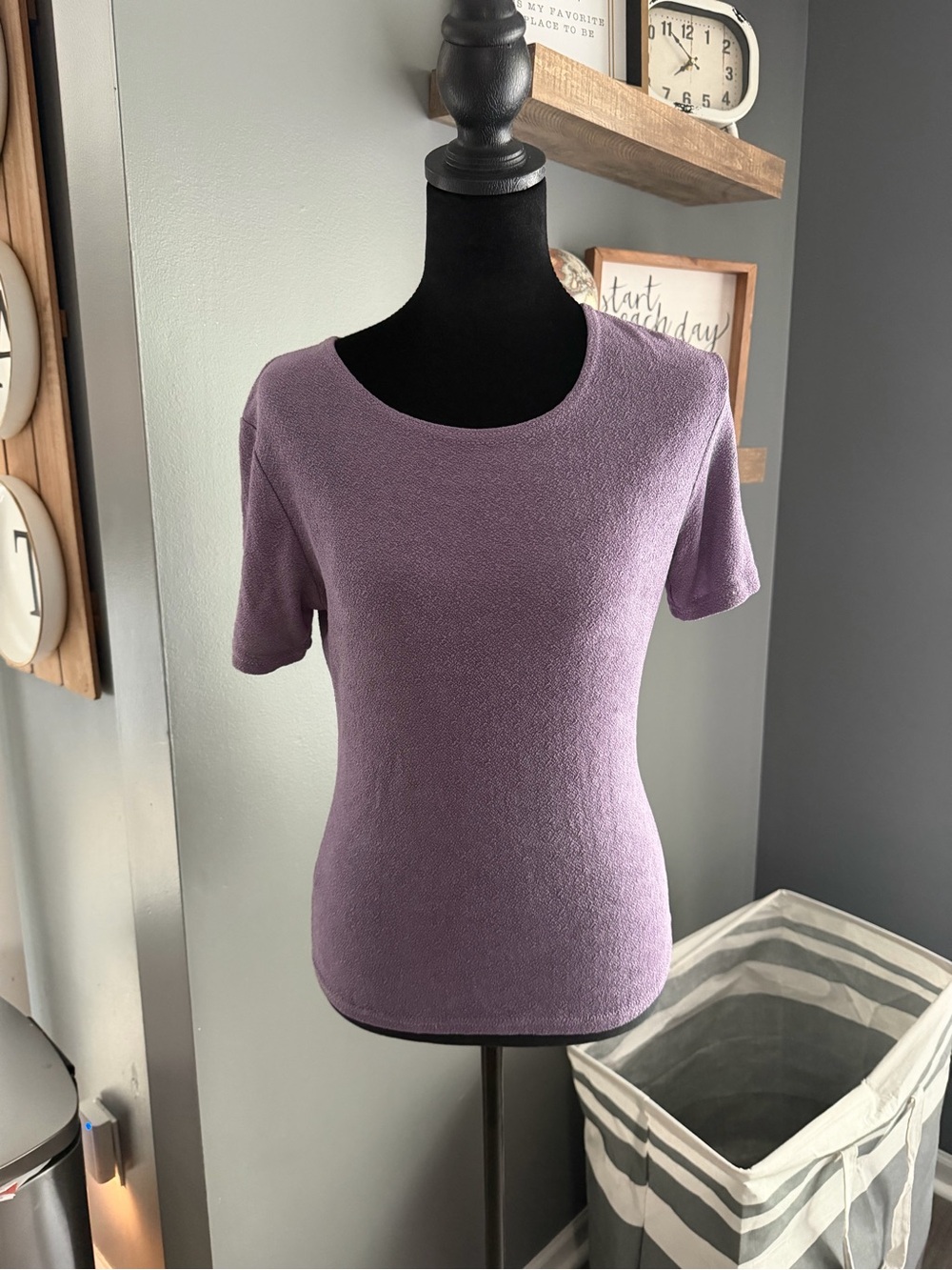 Ninety Petite Dusty Lavender Knit Top Size Medium - Picture 2 of 6